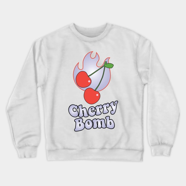 Cherry Bomb and Light Purple Lilac Flaming Design Crewneck Sweatshirt by YourGoods